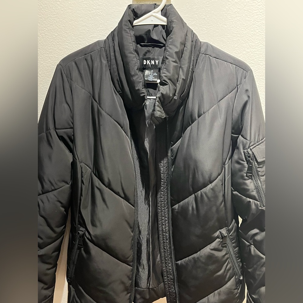 DKNY Women's Charcoal Puffer Coat